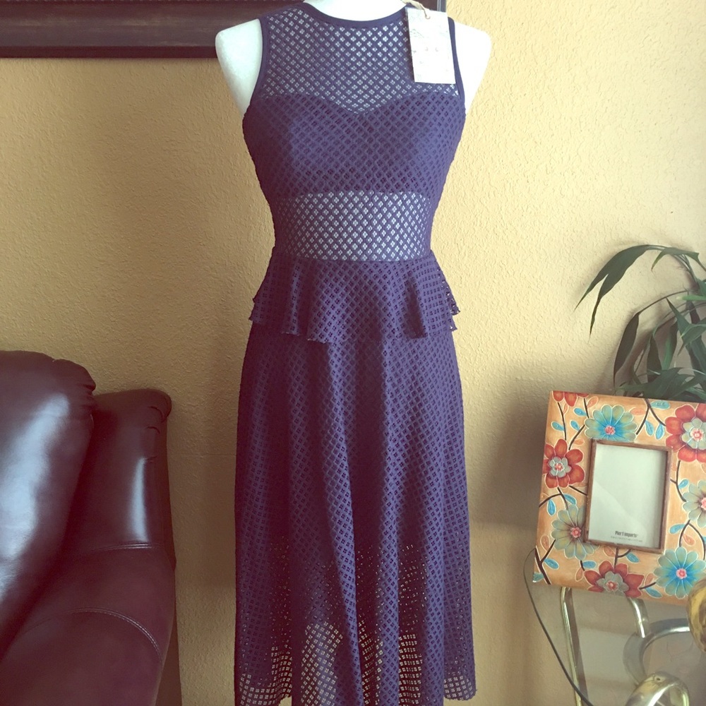 New Chelsea & Violet XS Navy Blue Midi Dress